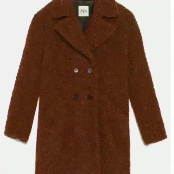 Zara Teddy Bear Coat Brown Jacket Size XS Oversized - Picture 4 of 10